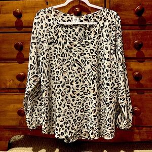 Cabi pink and white leopard print top